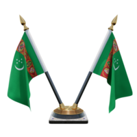 soporte de bandera de escritorio doble v de ilustración 3d de turkmenistán png