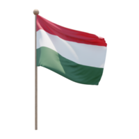 Hongarije 3d illustratie vlag Aan pool. hout vlaggenmast png