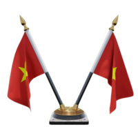 Vietnam 3d illustratie dubbele v bureau vlag staan png