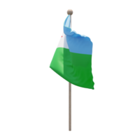 Djibouti 3d illustration flag on pole. Wood flagpole png