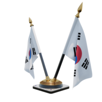 soporte de bandera de escritorio doble v de ilustración 3d de corea del sur png