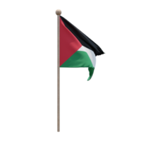 palestina ilustración 3d bandera en el poste. asta de bandera de madera png