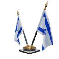 suporte de bandeira de mesa dupla v ilustração 3d de israel png