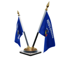 Wisconsin 3d illustratie dubbele v bureau vlag staan png