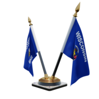 Wisconsin 3d illustration Double V Desk Flag Stand png