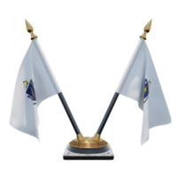 suporte de bandeira de mesa dupla v de ilustração 3d de massachusetts png