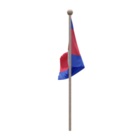 Cambodia 3d illustration flag on pole. Wood flagpole png