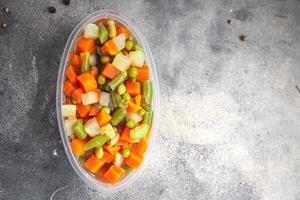 mix vegetable bean, peas, green bean, carrot, celery vegetables fresh dish healthy meal food snack diet on the table copy space food background photo