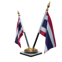 Thailand 3d illustratie dubbele v bureau vlag staan png