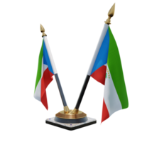 guinea ecuatorial ilustración 3d soporte de bandera de escritorio doble v png