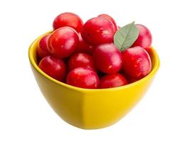 Damson plum in a bowl on white background photo