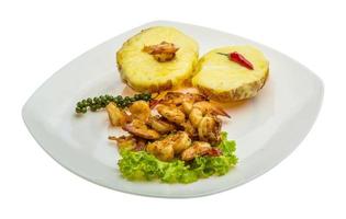 Garlic shrimps with potato photo