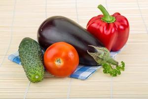 Vegetable on wooden background photo