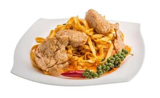 Fried noodles with pork photo