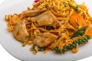 Fried noodles with pork photo