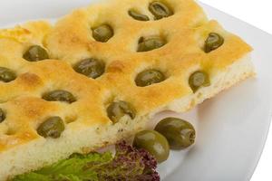 Olive bread close up view photo