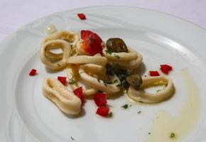 Squid rings on the plate photo