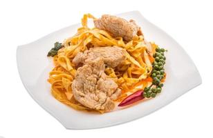 Fried noodles with pork photo