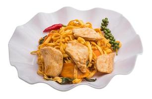 Fried noodles with chicken photo