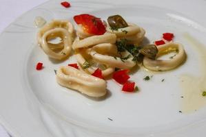 Squid rings on the plate photo