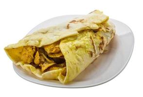 Shawarma on the plate and white background photo