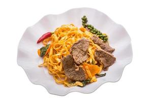 Fried noodles with beef photo