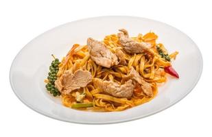 Fried noodles with pork photo