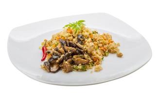 Fried rice with mushrooms photo