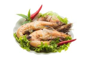 King Prawn on the plate and white background photo