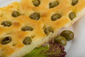 Olive bread close up view photo