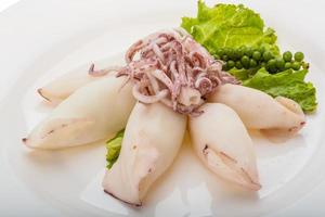 Boiled squid close up view photo