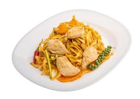 Fried noodles with chicken photo