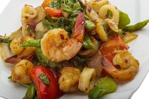 Seafood with vegetables photo