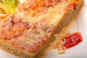 Pizza with tomato sauce and mozarella photo