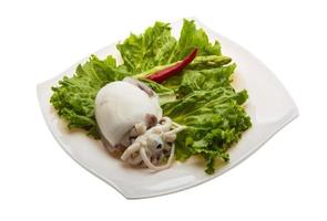 Boiled cuttlefish on the plate and white background photo