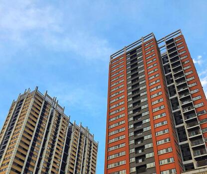 West Java, Indonesia on July 2022. An apartment building that is almost finished its construction process. photo