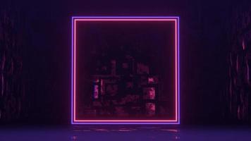 Abstract colorful neon glowing light background. Speed light illuminated. Florescent on the dark scene. Curvy moving line shape. 3D render. photo