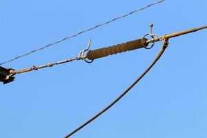 Electrical wires carrying high voltage current. photo