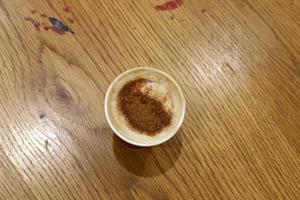 Hot coffee on the table in a restaurant. photo