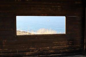 Haifa Israel May 19, 2019. Small window on the facade of a residential building. photo