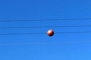 Electrical wires carrying high voltage current. photo