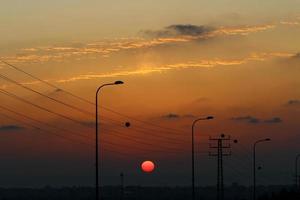 The sun sets below the horizon on the Mediterranean Sea in northern Israel. photo