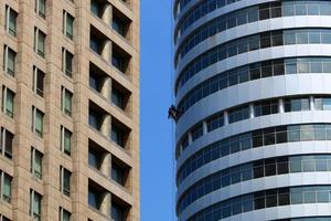Tel Aviv Israel February 2, 2020. The work of high-rise workers on the walls of a skyscraper. photo