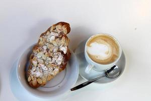 Hot coffee on the table in a restaurant. photo