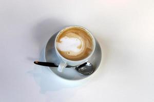 Hot coffee on the table in a restaurant. photo