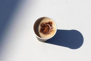 Hot coffee on the table in a restaurant. photo