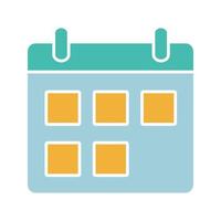 Calendar glyph color icon. Date range. Schedule. Silhouette symbol on white background with no outline. Negative space. Vector illustration