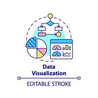 Data visualization concept icon. Business intelligence implementation abstract idea thin line illustration. Graphic format. Isolated outline drawing. Editable stroke. vector