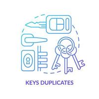 Keys duplicates blue gradient concept icon. Things to pack for evacuation. Emergency go bag abstract idea thin line illustration. Isolated outline drawing. vector