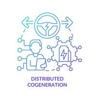 Distributed cogeneration blue gradient concept icon. Successful energy management abstract idea thin line illustration. Perform analysis. Isolated outline drawing. vector